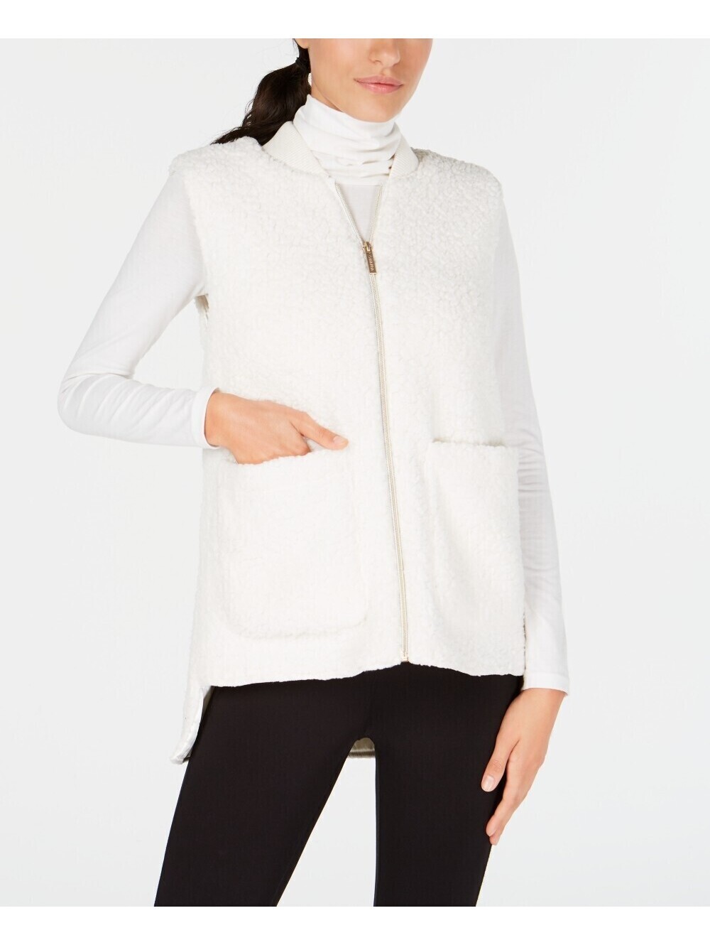 Calvin Klein Womens Performance Fleece High-Low Hem Vest Size M
